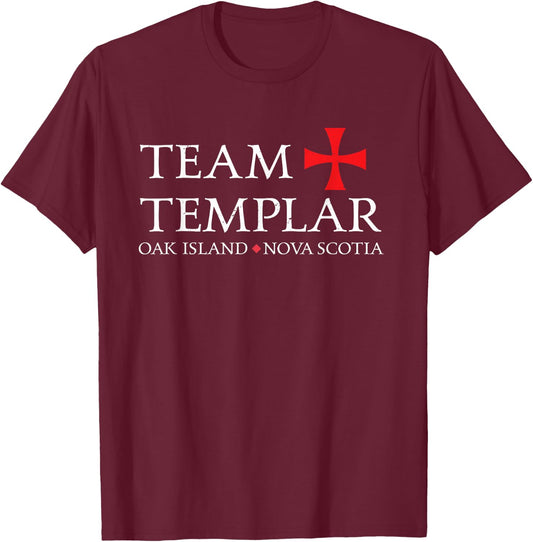 Team Templar Funny Oak Island Treasure - White T-Shirt - T-Shirt | Maroon