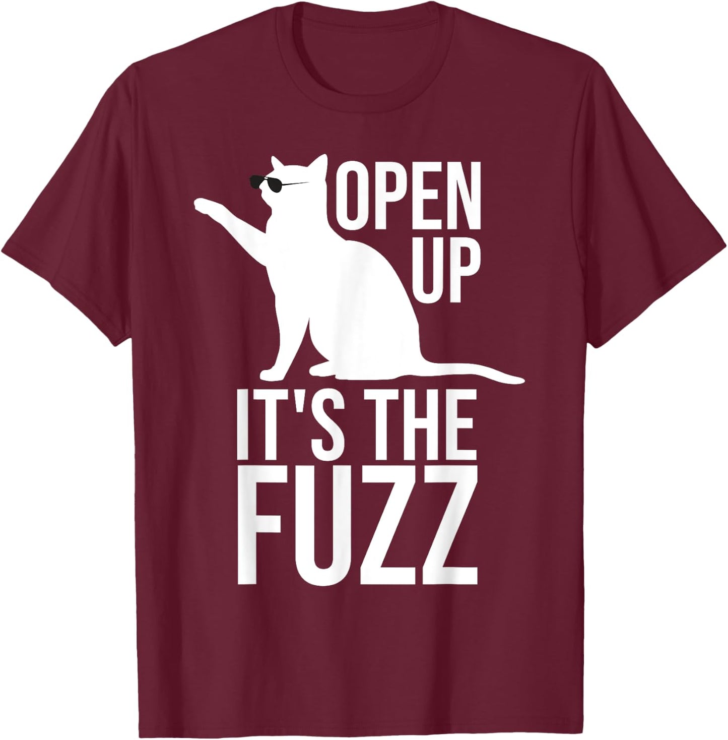 Funny Cat Shirt | The Fuzz Kitten Scratching Door Cat Pun Women Kids T-Shirt - T-Shirt | Maroon
