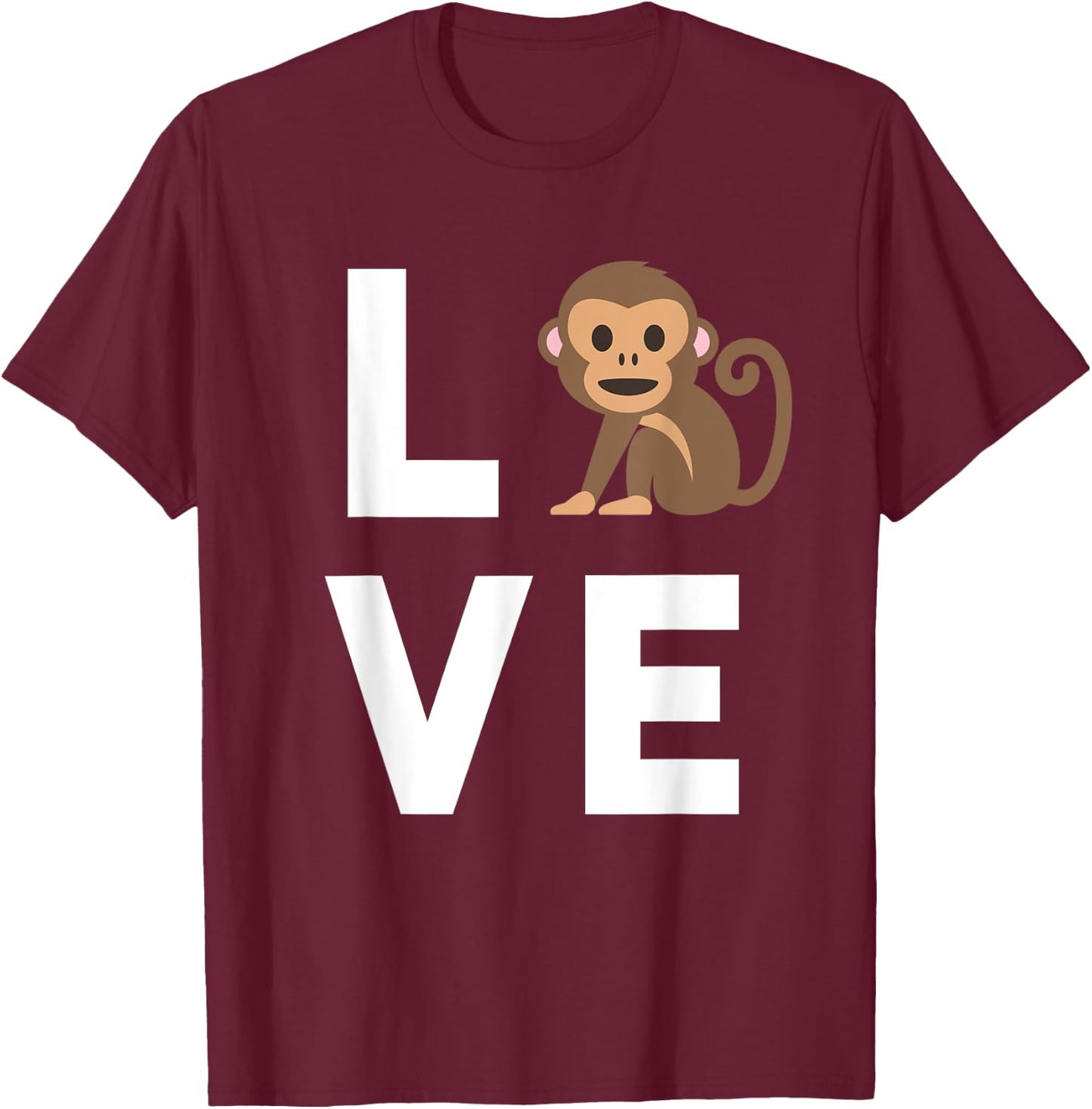 I Love Monkeys Funny Monkey Lover Kids Cute Monkey T-Shirt - T-Shirt | Maroon