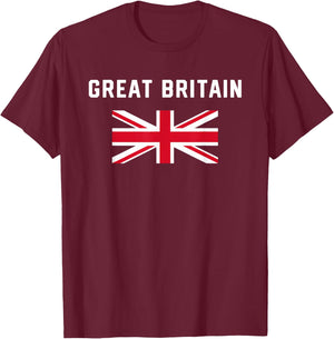 I Love Great Britain Minimalist UK Flag T-Shirt - T-Shirt | Maroon