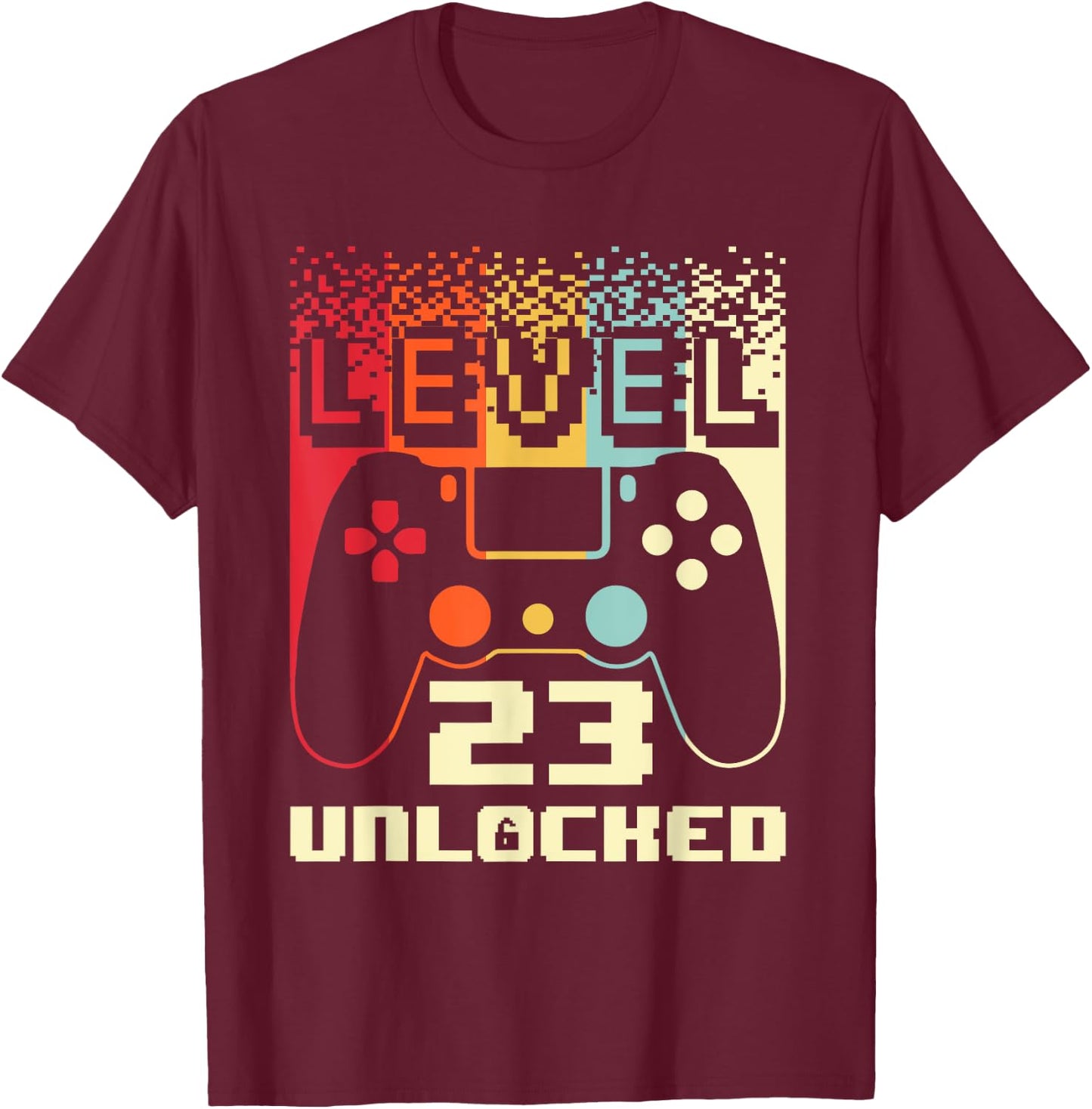 23rd Birthday Level 23 Unlocked Gamer 23 Year Old T-Shirt - T-Shirt | Maroon