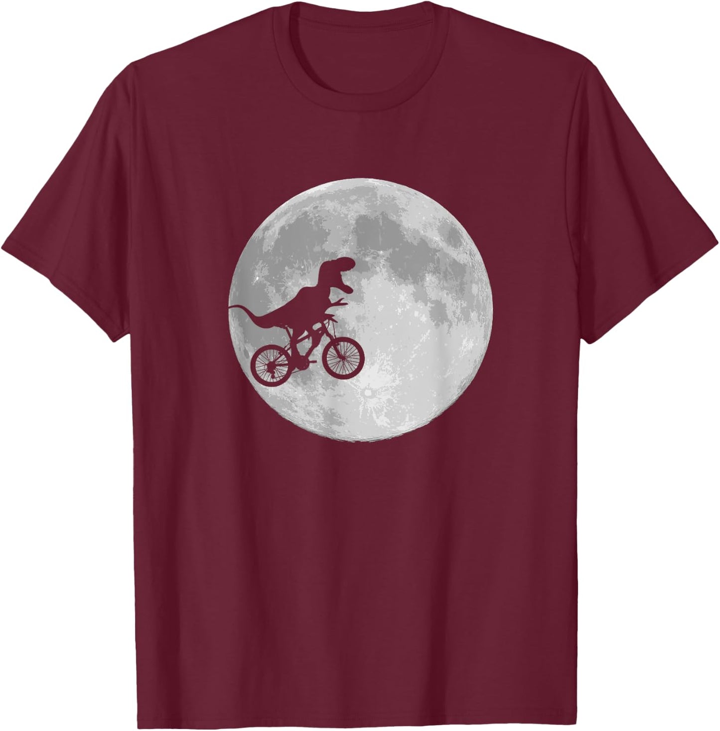 Dinosaur Bike and Moon shirt retro 80's funny T-Shirt - T-Shirt | Maroon
