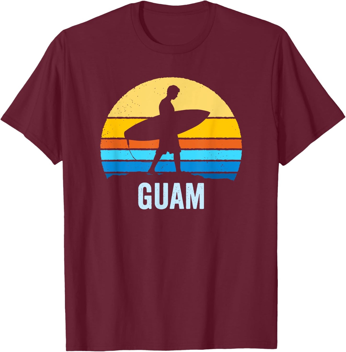 Vintage Sunset Shirt Guam Surf Beach Bum Men Women Kids T-Shirt - T-Shirt | Maroon