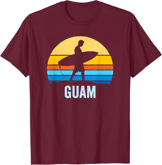 Vintage Sunset Shirt Guam Surf Beach Bum Men Women Kids T-Shirt - T-Shirt | Maroon