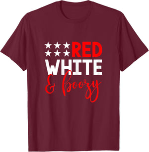 Red White & Boozy 4th of July Party Shirt Funny Drinking T-Shirt - T-Shirt | Maroon