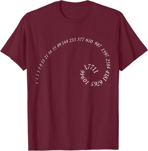 Fibonacci golden ratio spiral design for geometry lovers T-Shirt - T-Shirt | Maroon