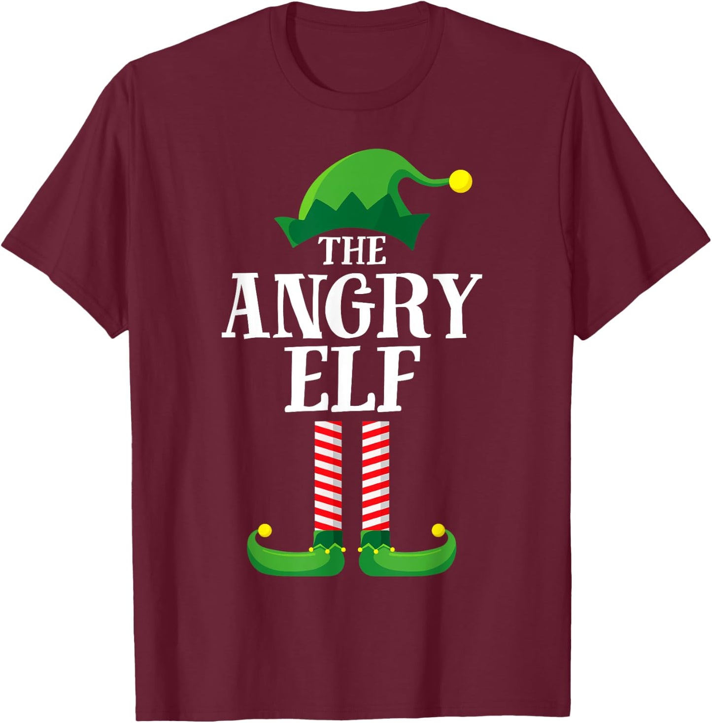 Angry Elf Matching Family Group Christmas Party Pyjamas T-Shirt - T-Shirt | Maroon