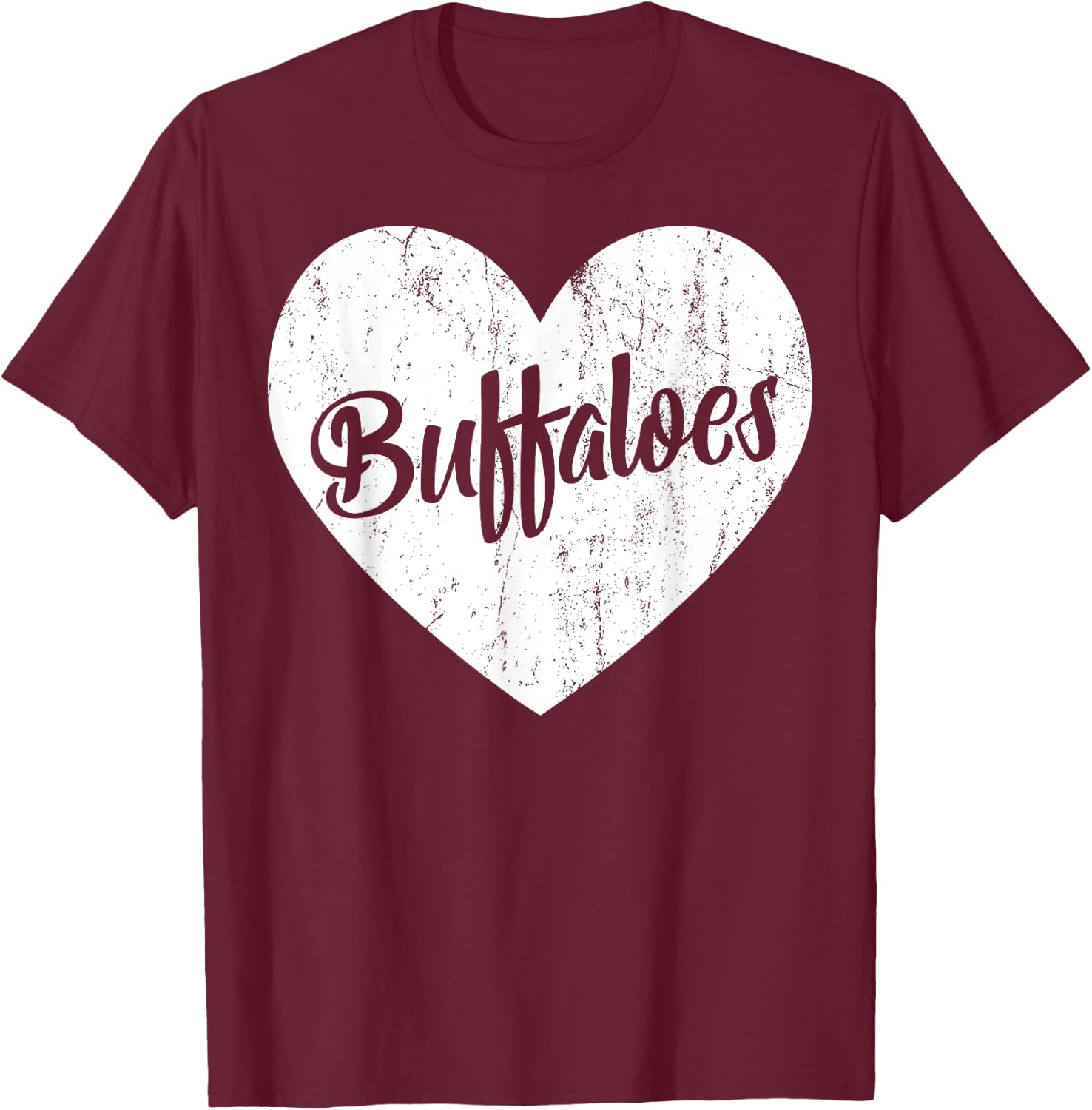 Buffaloes School Sports Fan Team Spirit Mascot Heart Gift T-Shirt - T-Shirt | Maroon