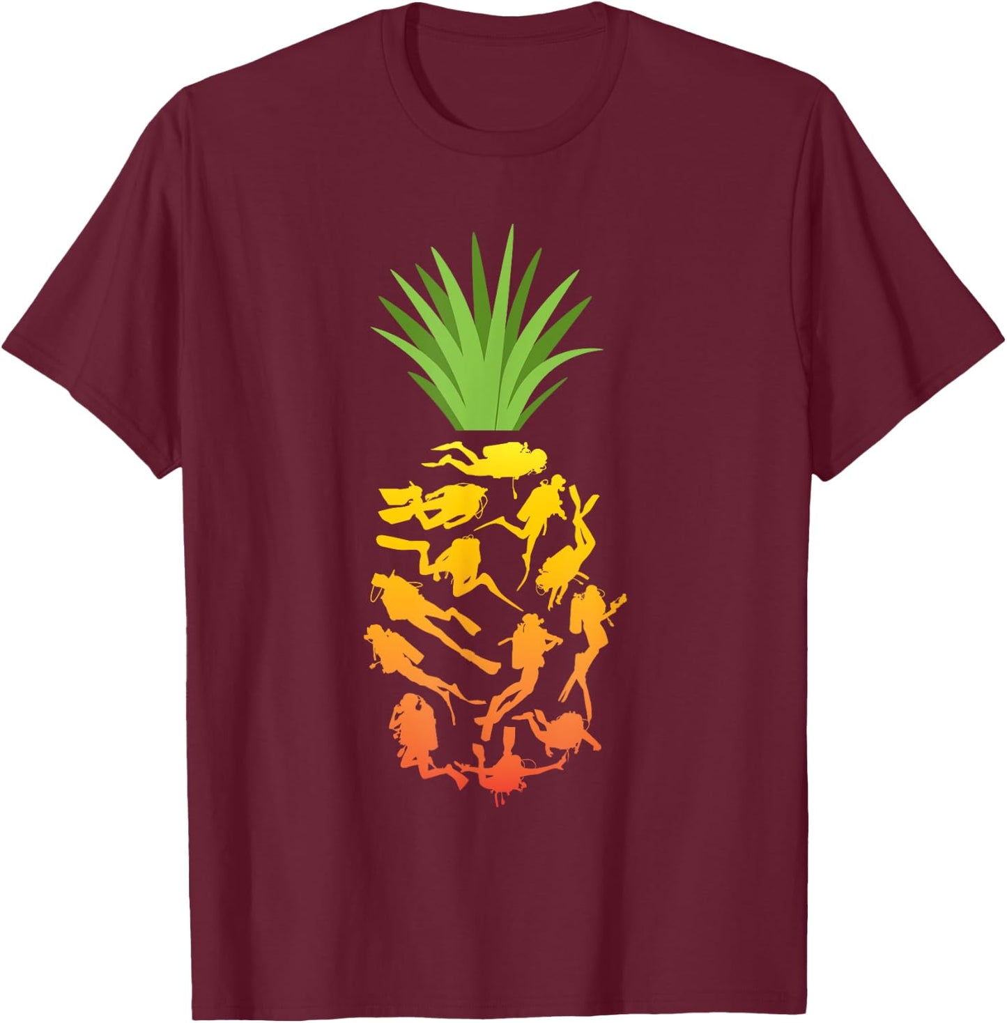Pineapple Diving Ocean Freediving Sea Apnea Dive Diver T-Shirt - T-Shirt | Maroon