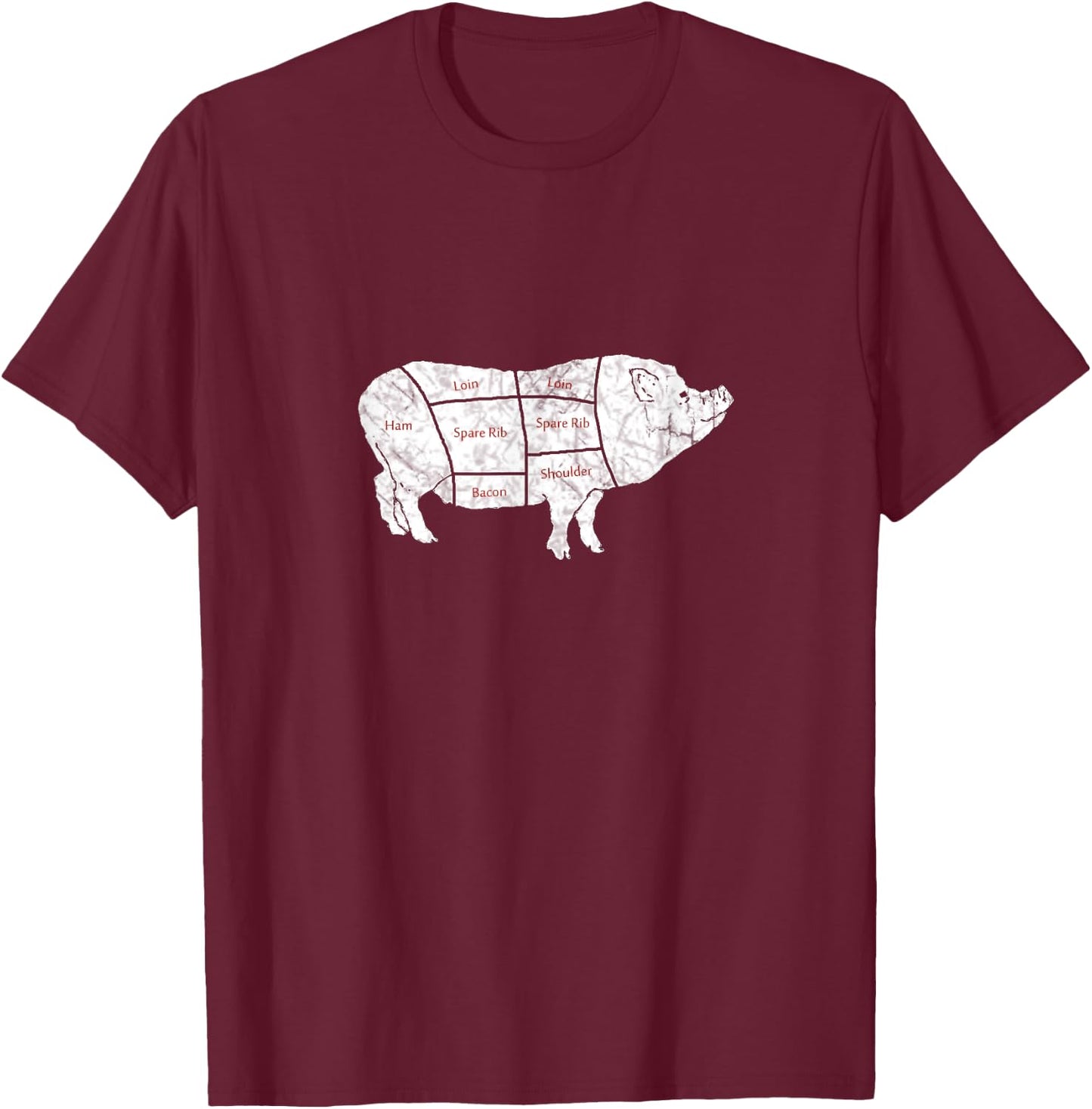 Classic Pig Parts T-Shirt - T-Shirt | Maroon
