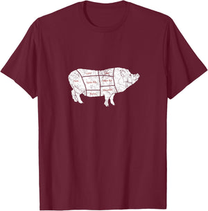 Classic Pig Parts T-Shirt - T-Shirt | Maroon