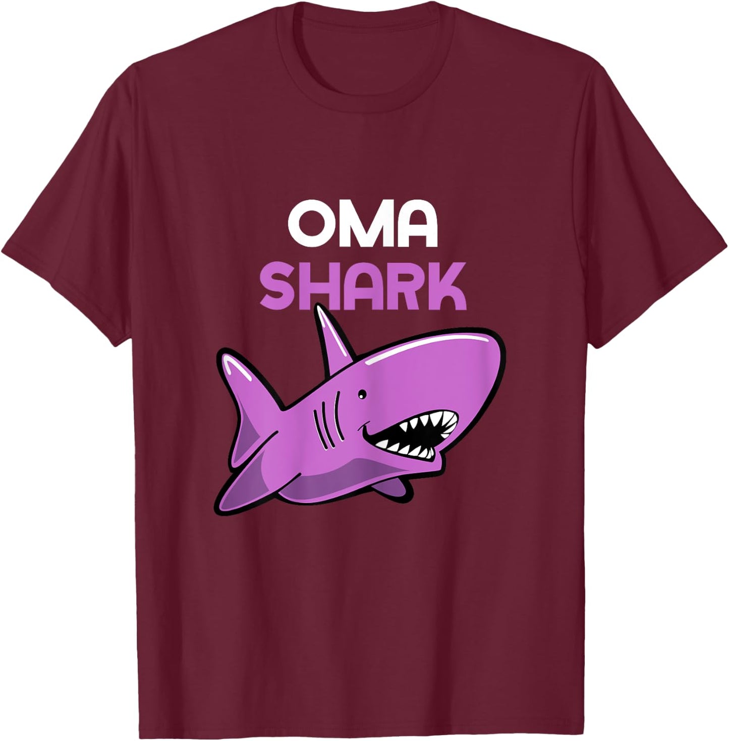 Oma Shark Funny Family T-Shirt - T-Shirt | Maroon