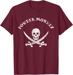 Vintage Matching Pirate Shirt Boat Crew Powder Monkey T-Shirt - T-Shirt | Maroon