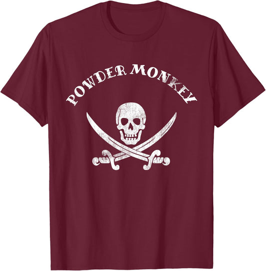Vintage Matching Pirate Shirt Boat Crew Powder Monkey T-Shirt - T-Shirt | Maroon