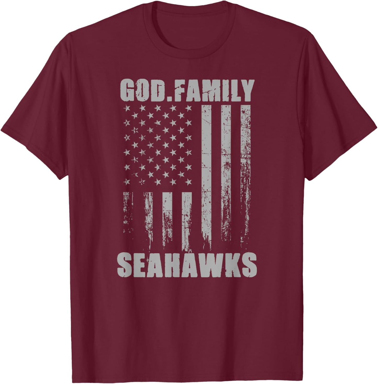 Peninsula Seahawks God. Family. Vintage USA Flag T-Shirt - T-Shirt | Maroon