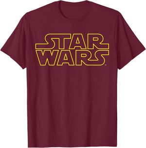 Star Wars Simple Title Logo Outline Disney+ T-Shirt - T-Shirt | Maroon