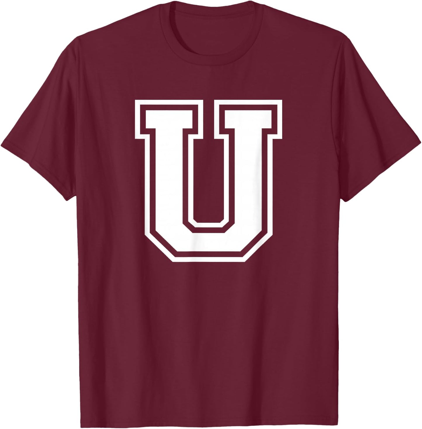 Letter U Name Initial Varsity Alphabet Monogram T-Shirt - T-Shirt | Maroon