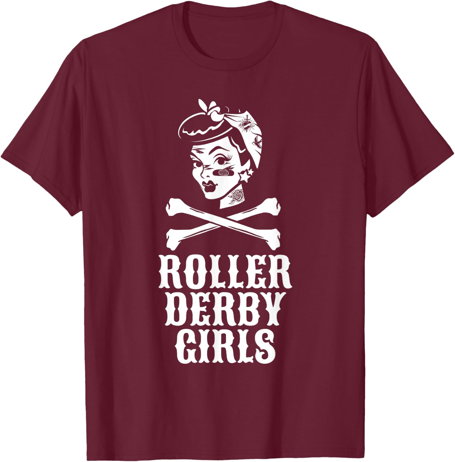 Roller Derby Girls Pinup Flat Track Roller Derby Shirt T-Shirt - T-Shirt | Maroon