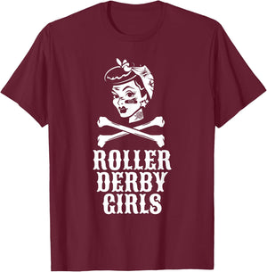 Roller Derby Girls Pinup Flat Track Roller Derby Shirt T-Shirt - T-Shirt | Maroon