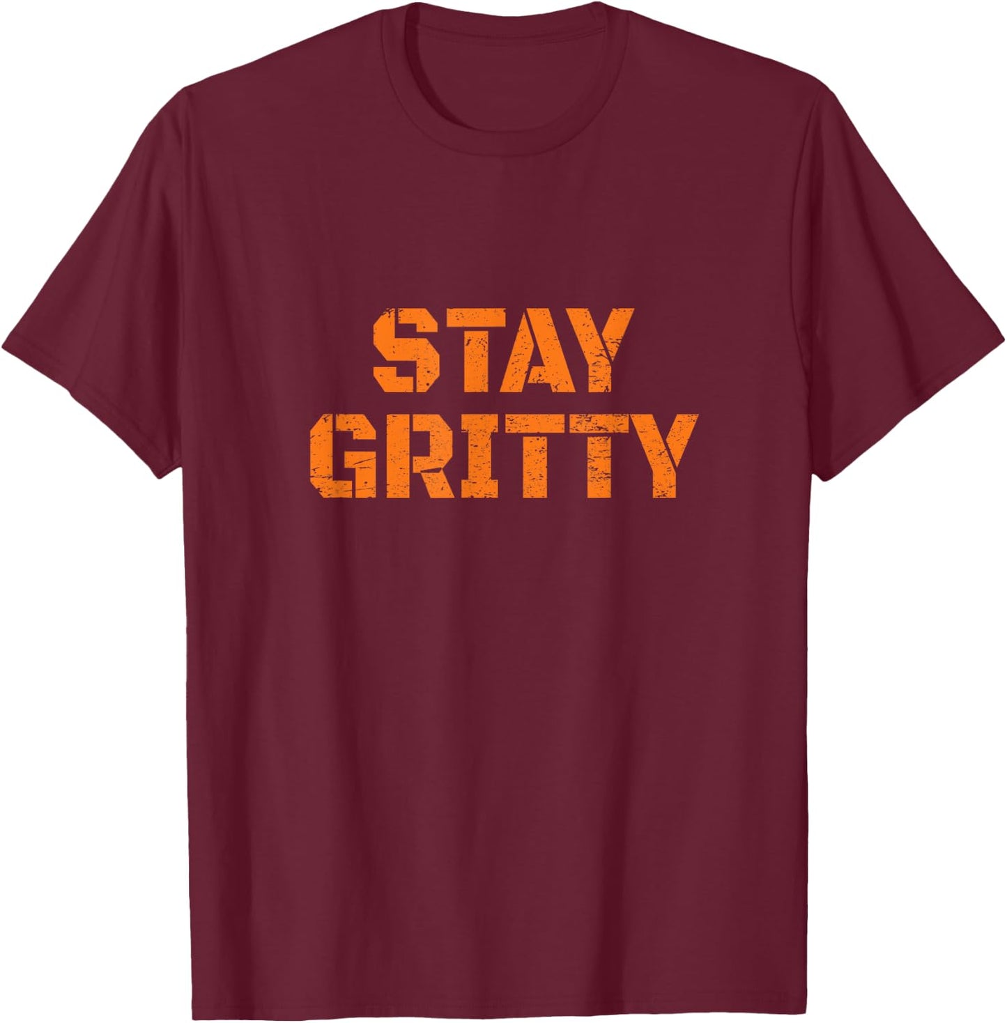 STAY GRITTY Funny Ice Hockey Philly Vintage T-Shirt - T-Shirt | Maroon
