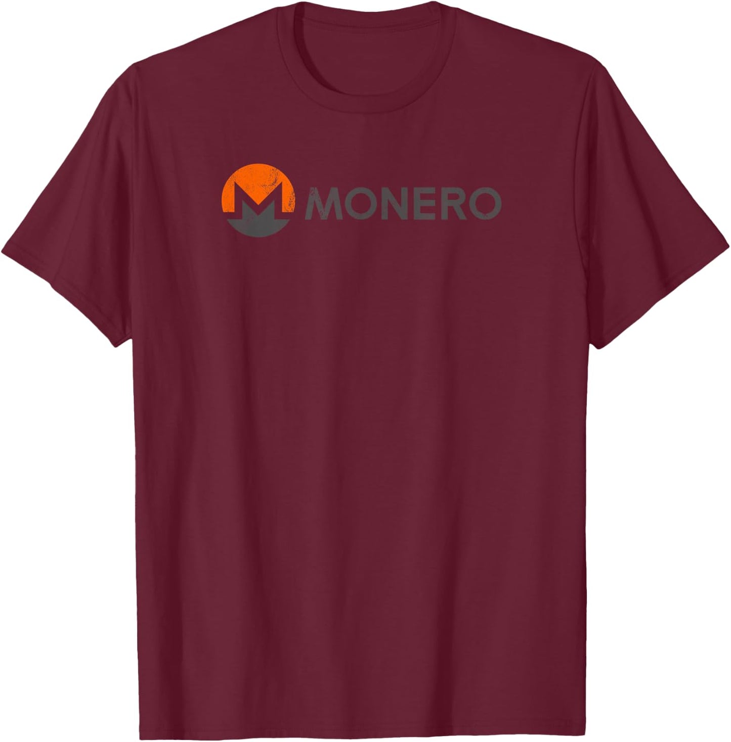 Monero Logo and Text Vintage Distressed Style T-Shirt - T-Shirt | Maroon