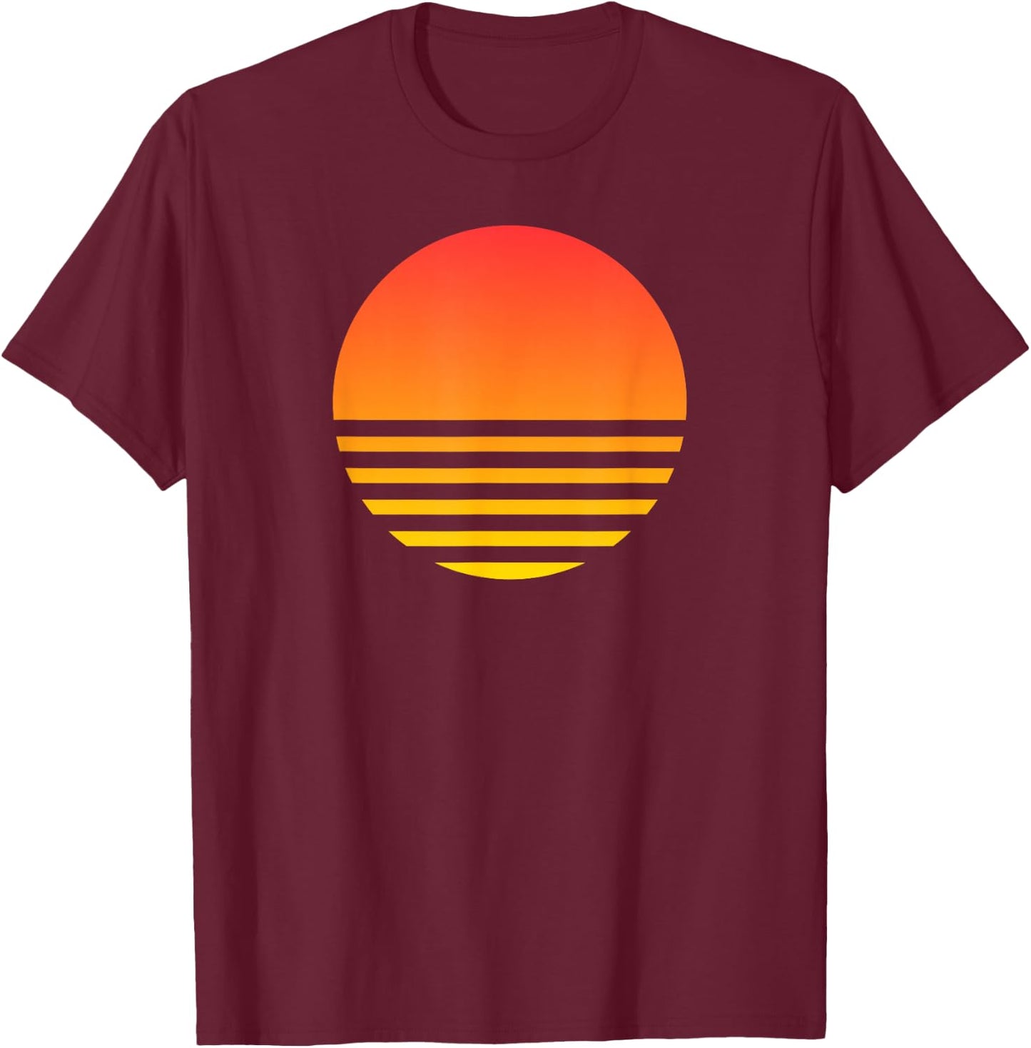 Cool Sunset Summer Beach Surf 80s Retro Vaporwave Aesthetic T-Shirt - T-Shirt | Maroon