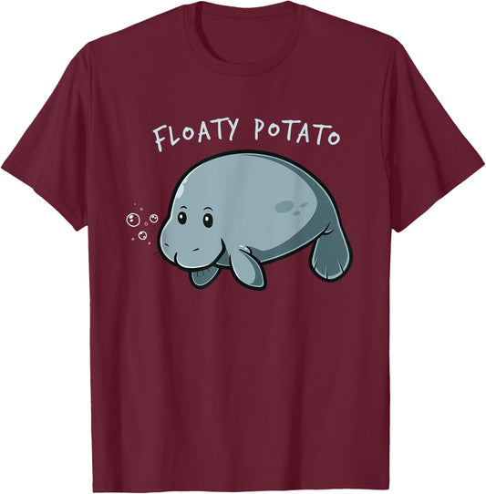 Floaty Potato Funny Manatee Shirt Sea Animal Gift T-Shirt - T-Shirt | Maroon