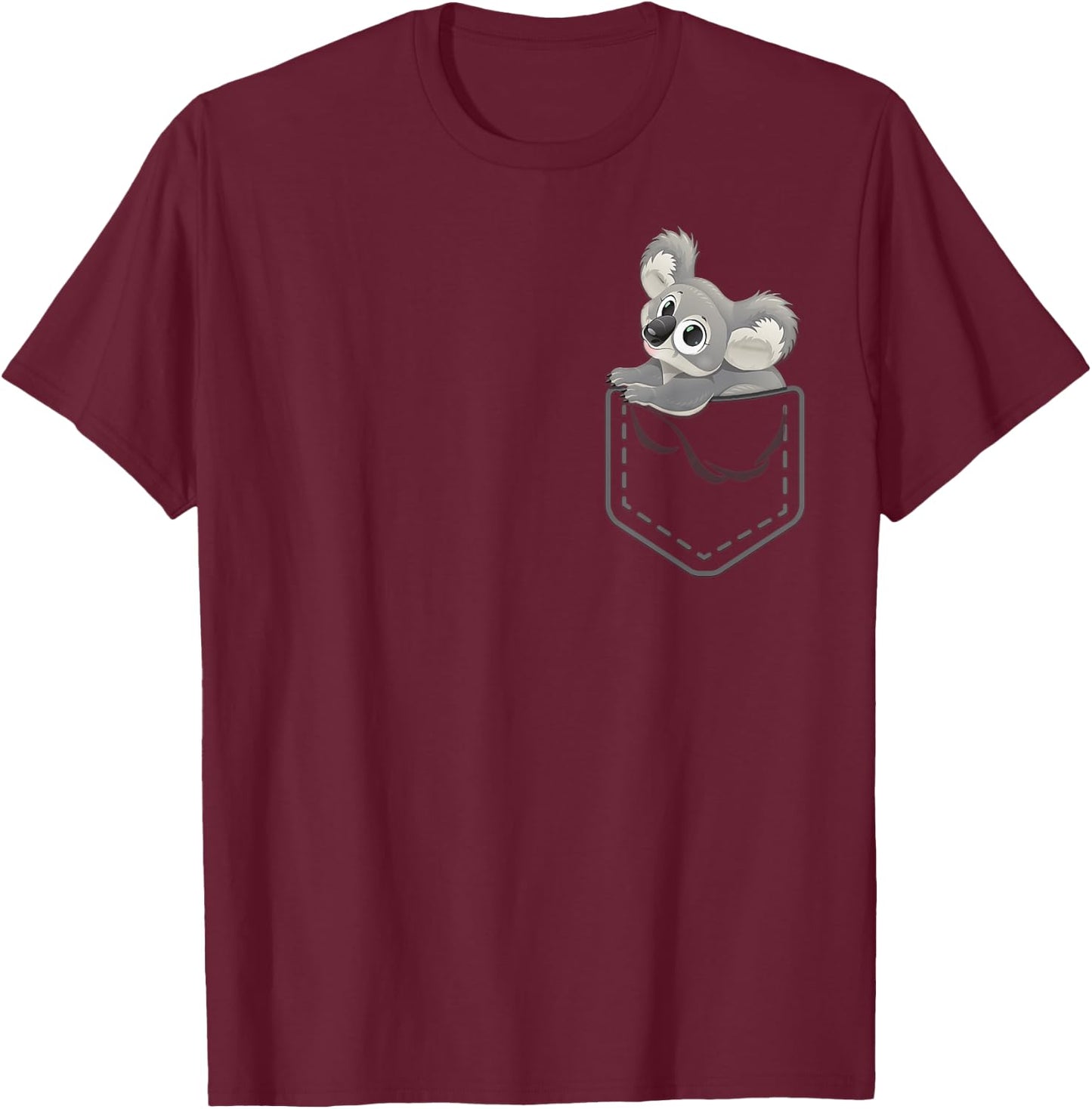 Cute Cartoon Koala Pocket Funny Gift From Australia T-Shirt - T-Shirt | Maroon