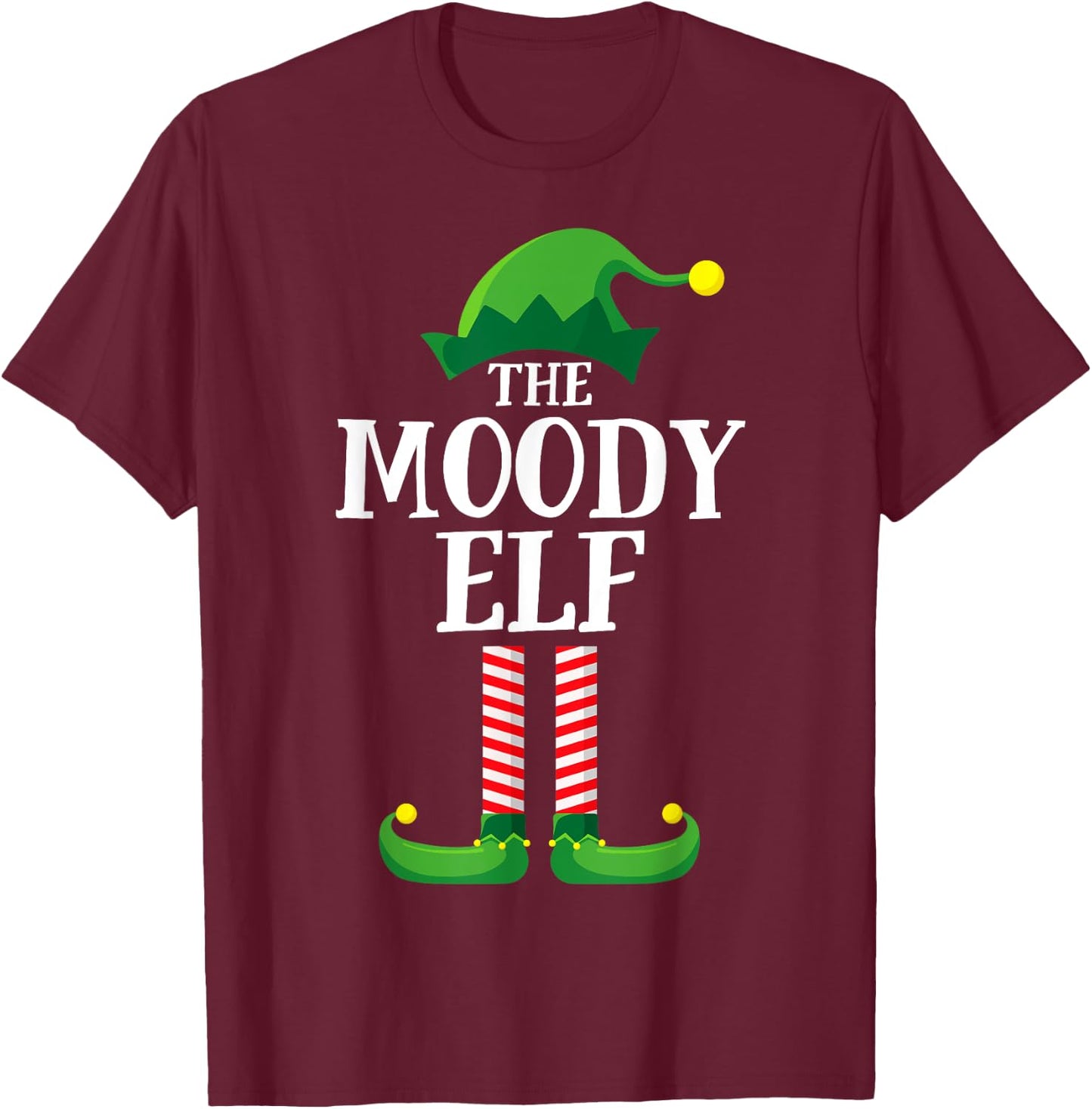 Moody Elf Matching Family Group Christmas Party Pyjamas T-Shirt - T-Shirt | Maroon