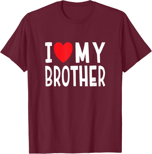 Family Sibling I Love My Brother Heart T-Shirt - T-Shirt | Maroon