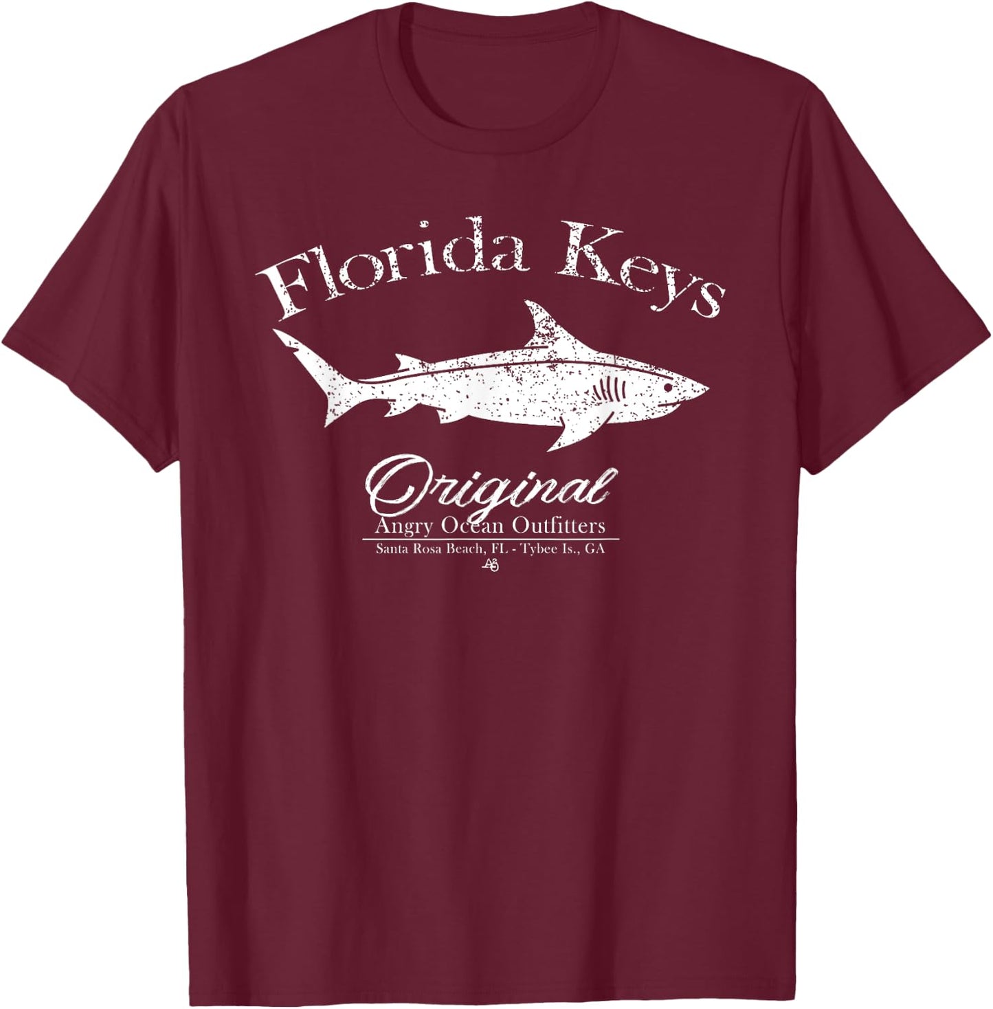 Florida Keys T Shirt Shark Key West Marathon Key Largo T-Shirt - T-Shirt | Maroon