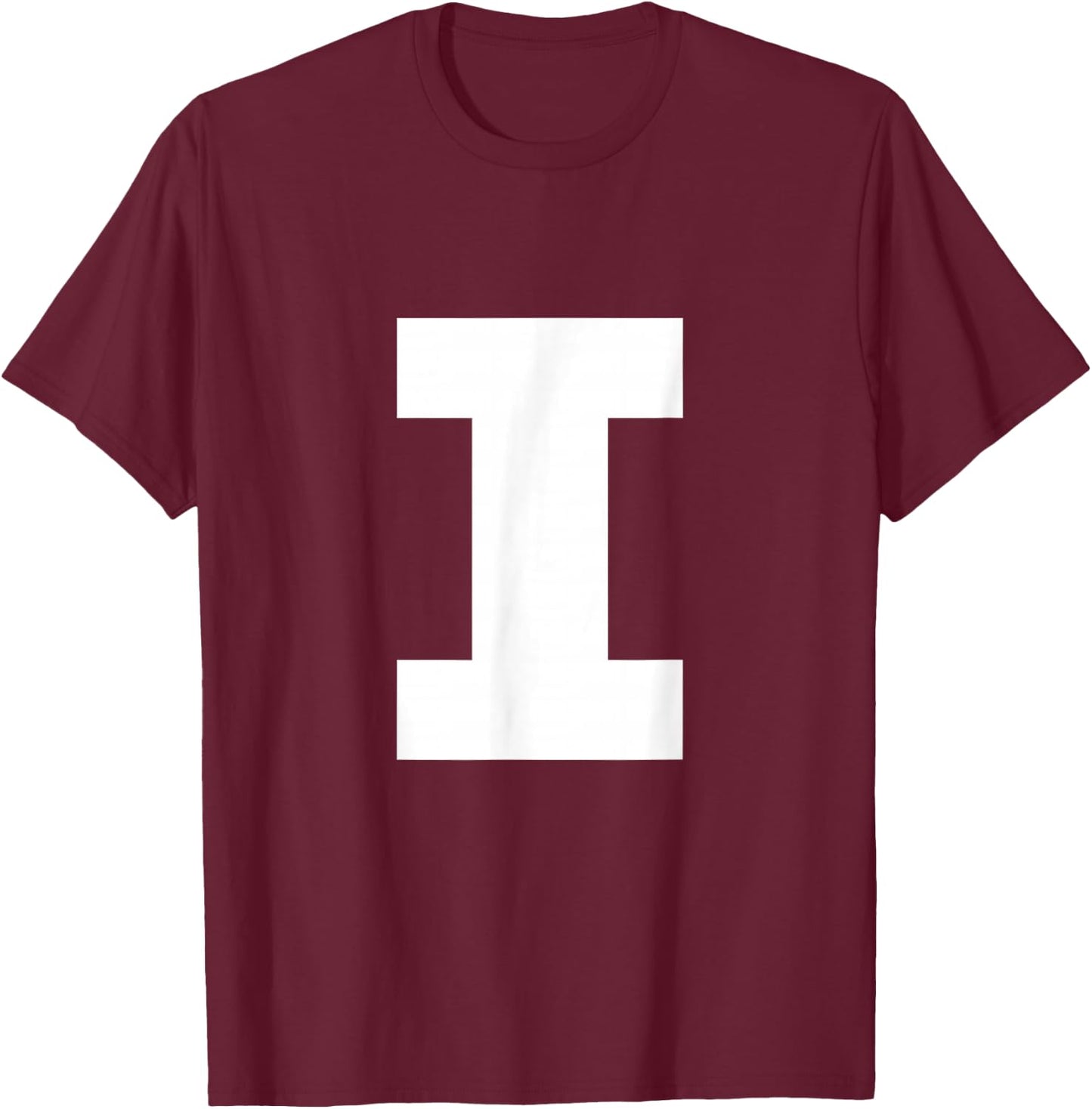 Letter I Capital Alphabet Monogram Initial T-Shirt - T-Shirt | Maroon