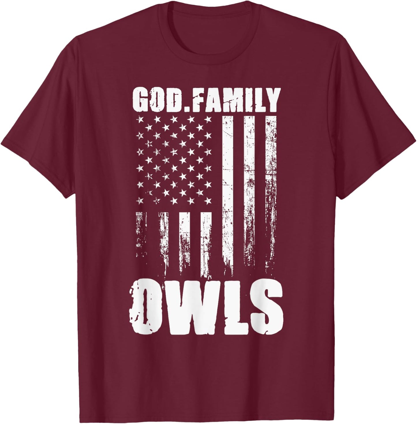 Joshua Owls God. Family. Vintage USA Flag T-Shirt - T-Shirt | Maroon
