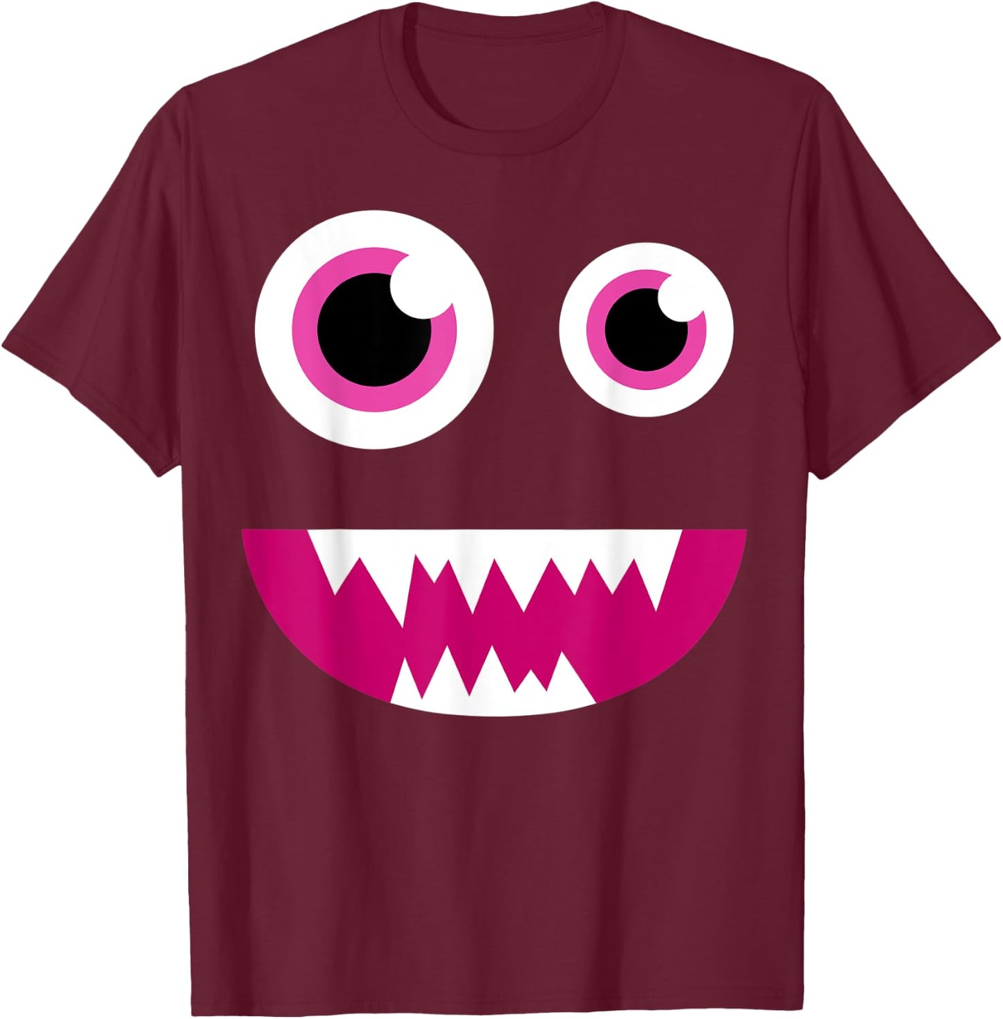 Cute Eye Monster Face Smile Funny Halloween Kids Man Women T-Shirt - T-Shirt | Maroon