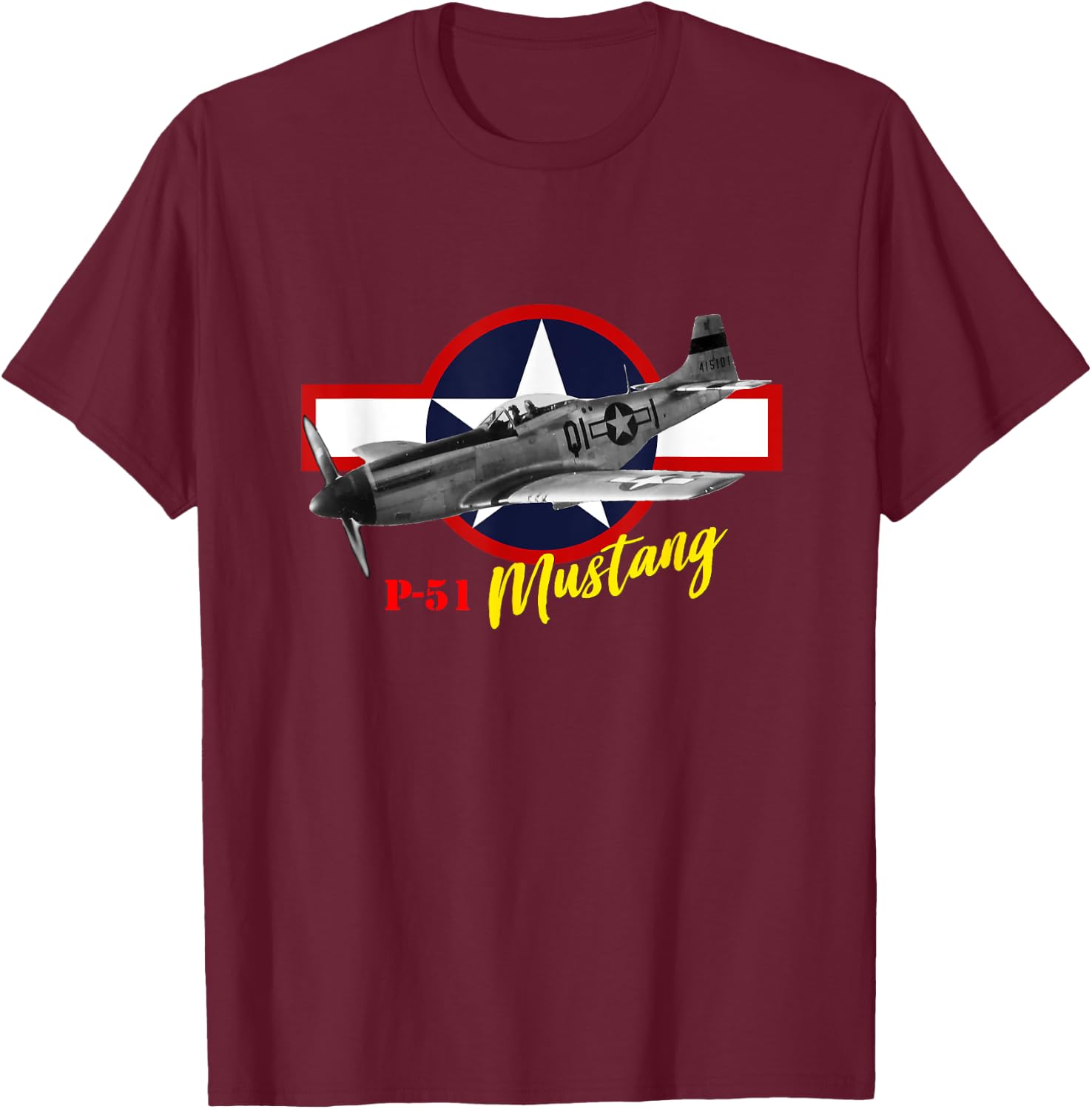 North American P-51 Mustang T-Shirt - T-Shirt | Maroon