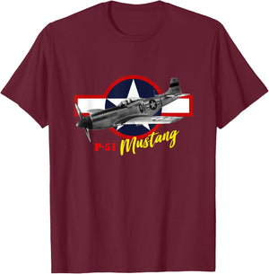 North American P-51 Mustang T-Shirt - T-Shirt | Maroon