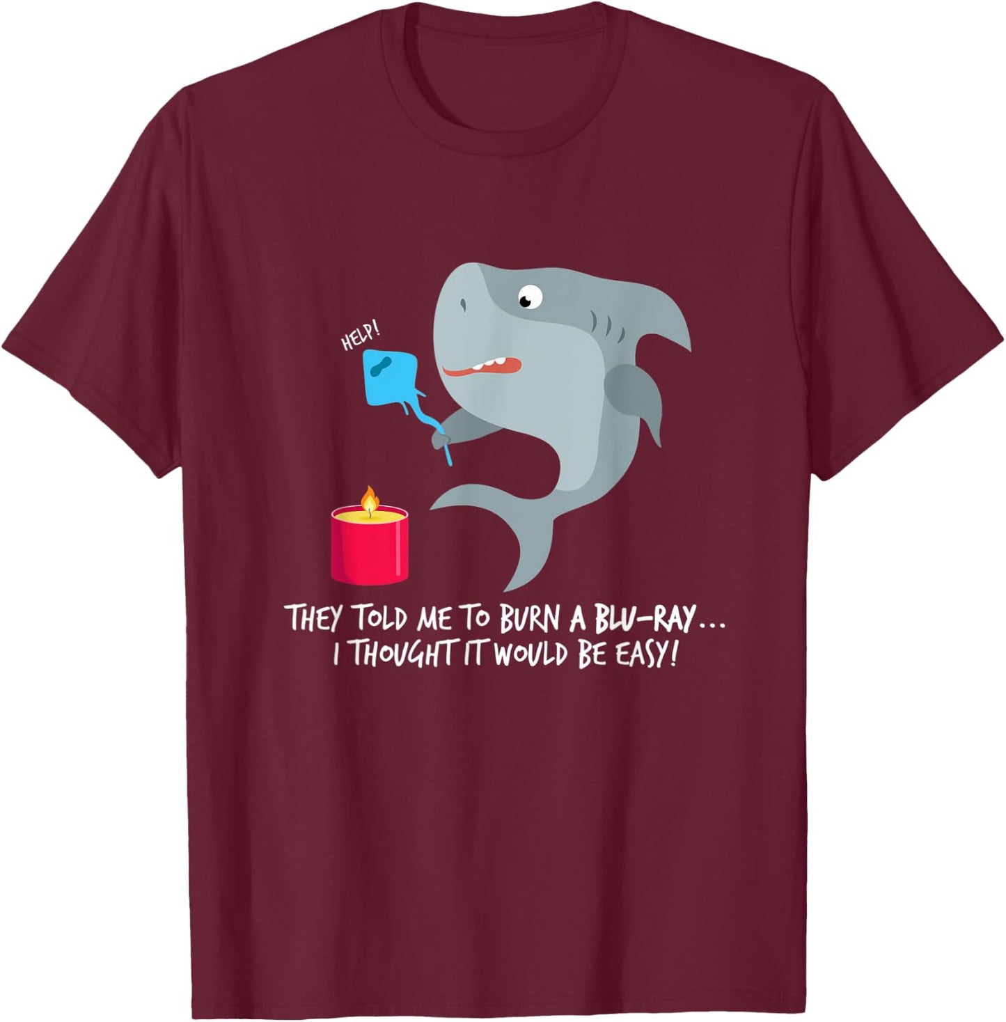 Funny shark and Blu-ray T-Shirt - T-Shirt | Maroon