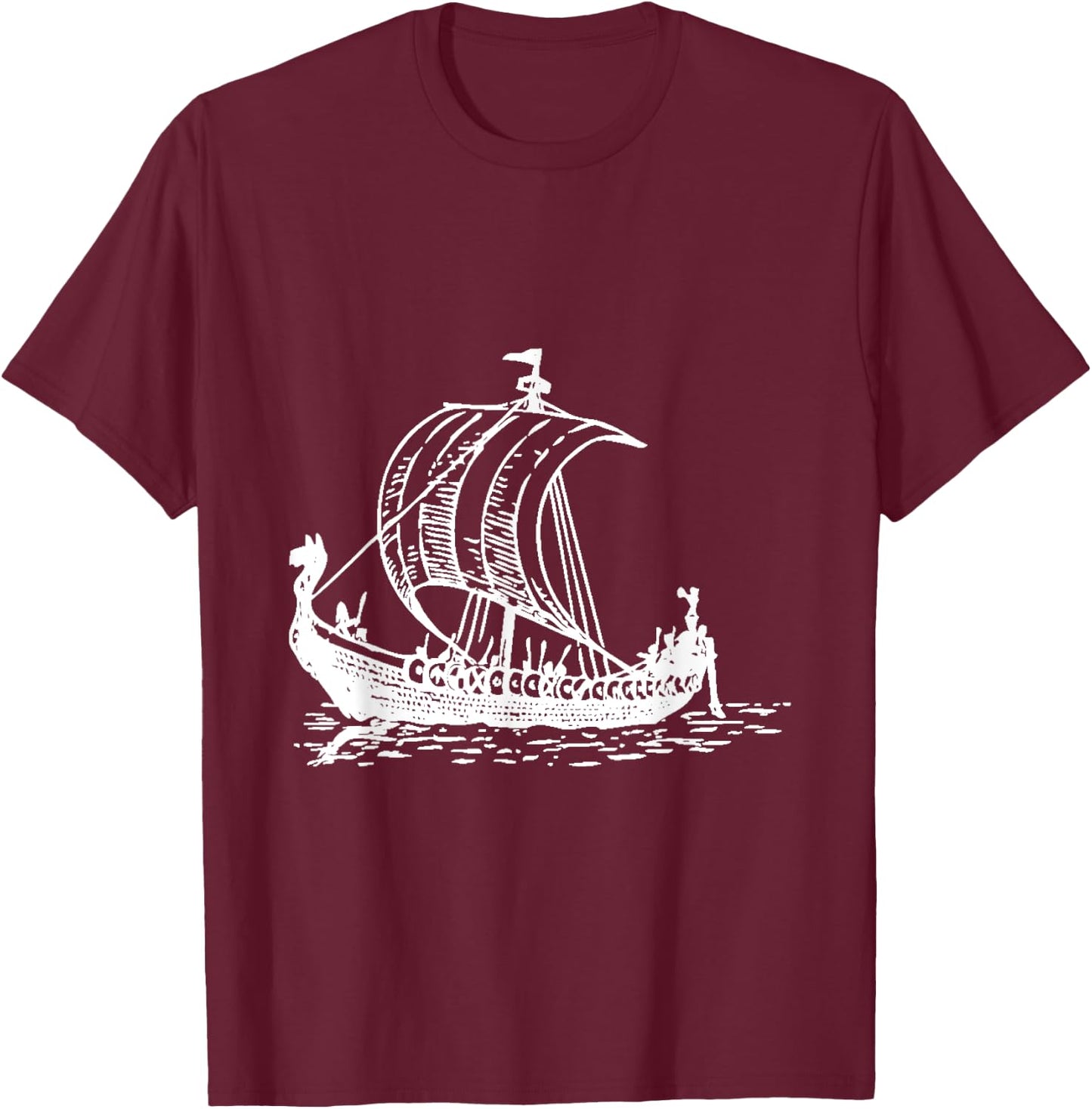Viking Ship Design T-Shirt - T-Shirt | Maroon