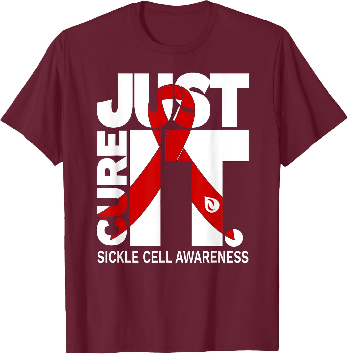 Just Cure Sickle Cell Awareness Ribbon T-Shirt - T-Shirt | Maroon