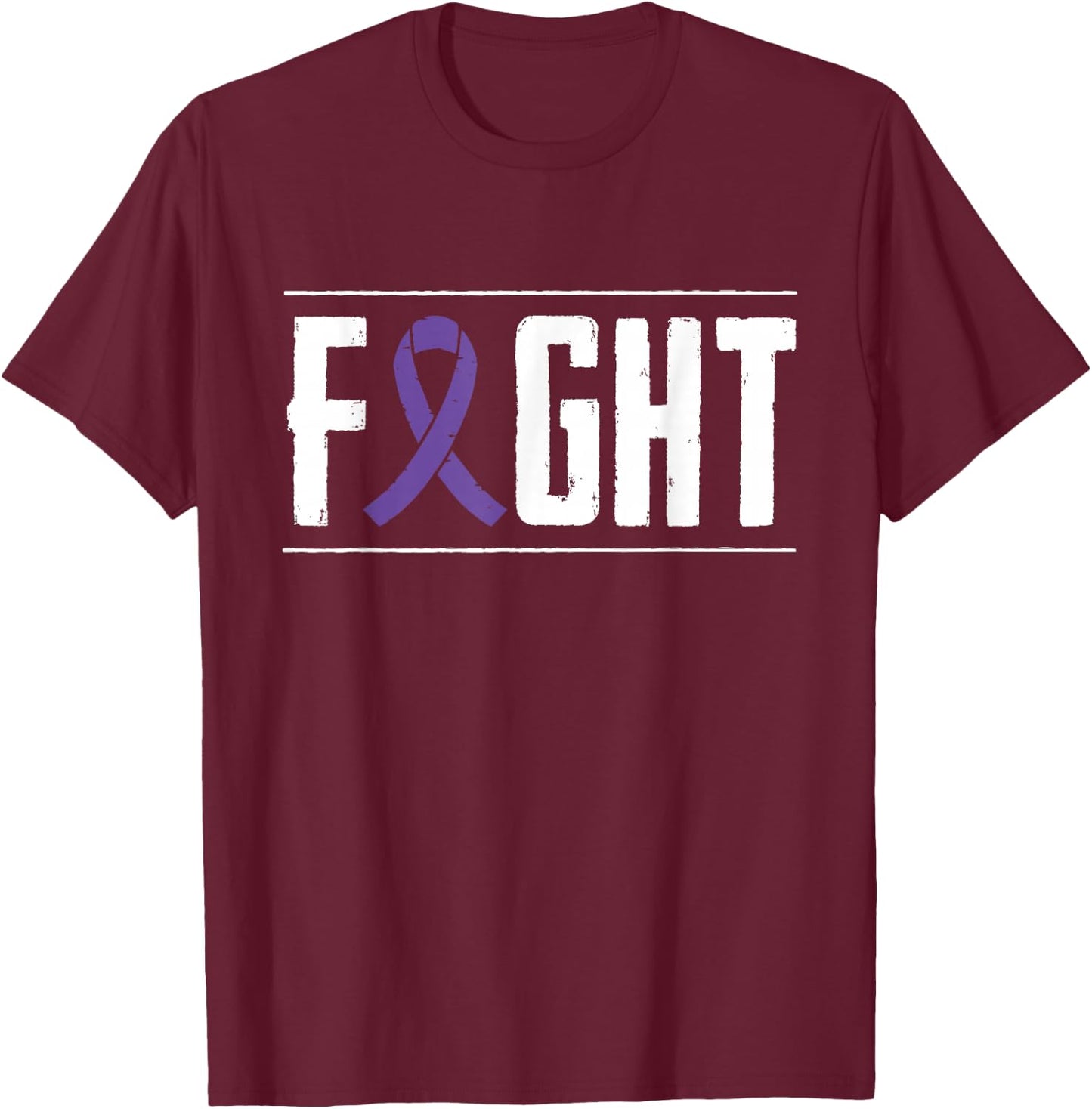 Pancreatic Cancer Fight Cancer Ribbon T-Shirt - T-Shirt | Maroon