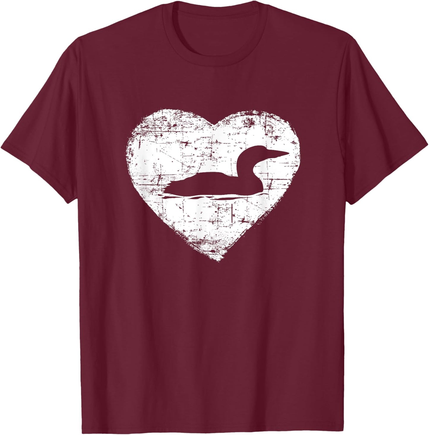 Loon | Love Loons Heart Lake Shirt T-Shirt - T-Shirt | Maroon