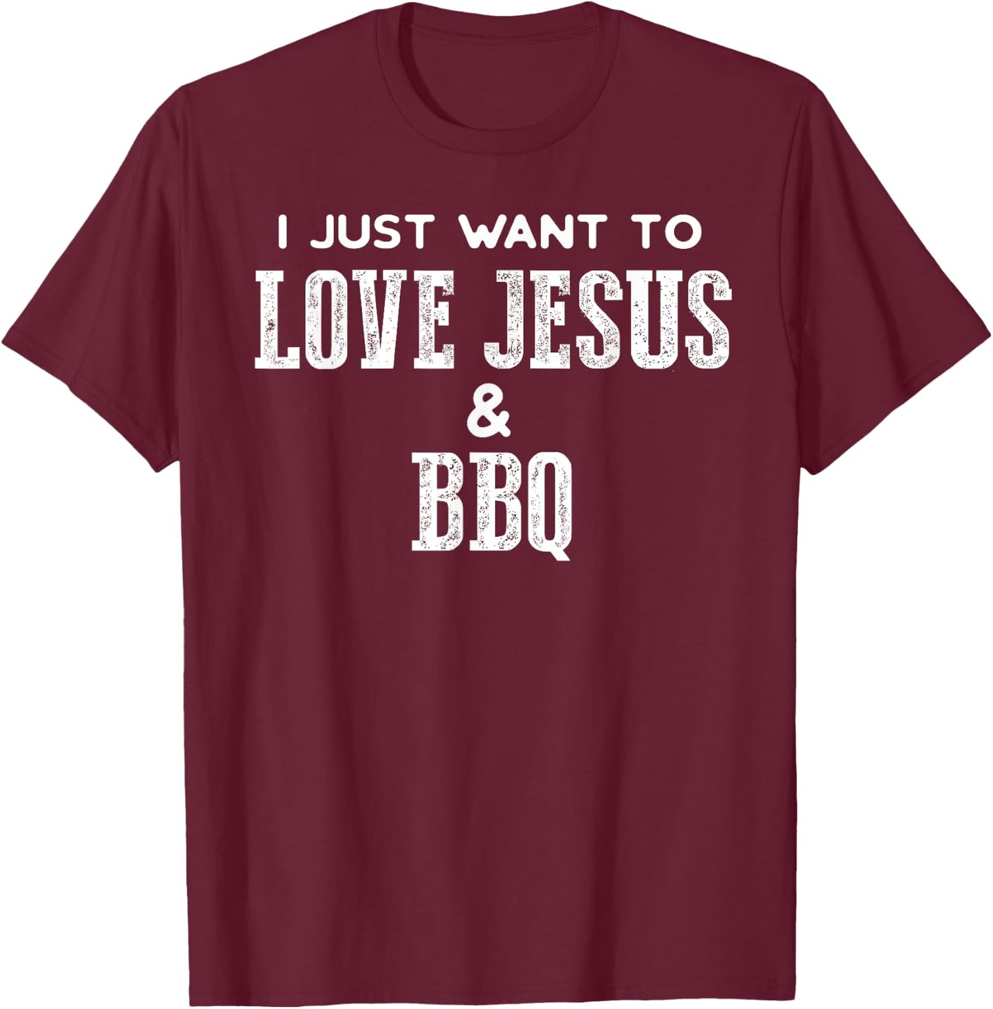 Funny Grilling T Shirt for Christian Love Jesus and BBQ T-Shirt - T-Shirt | Maroon