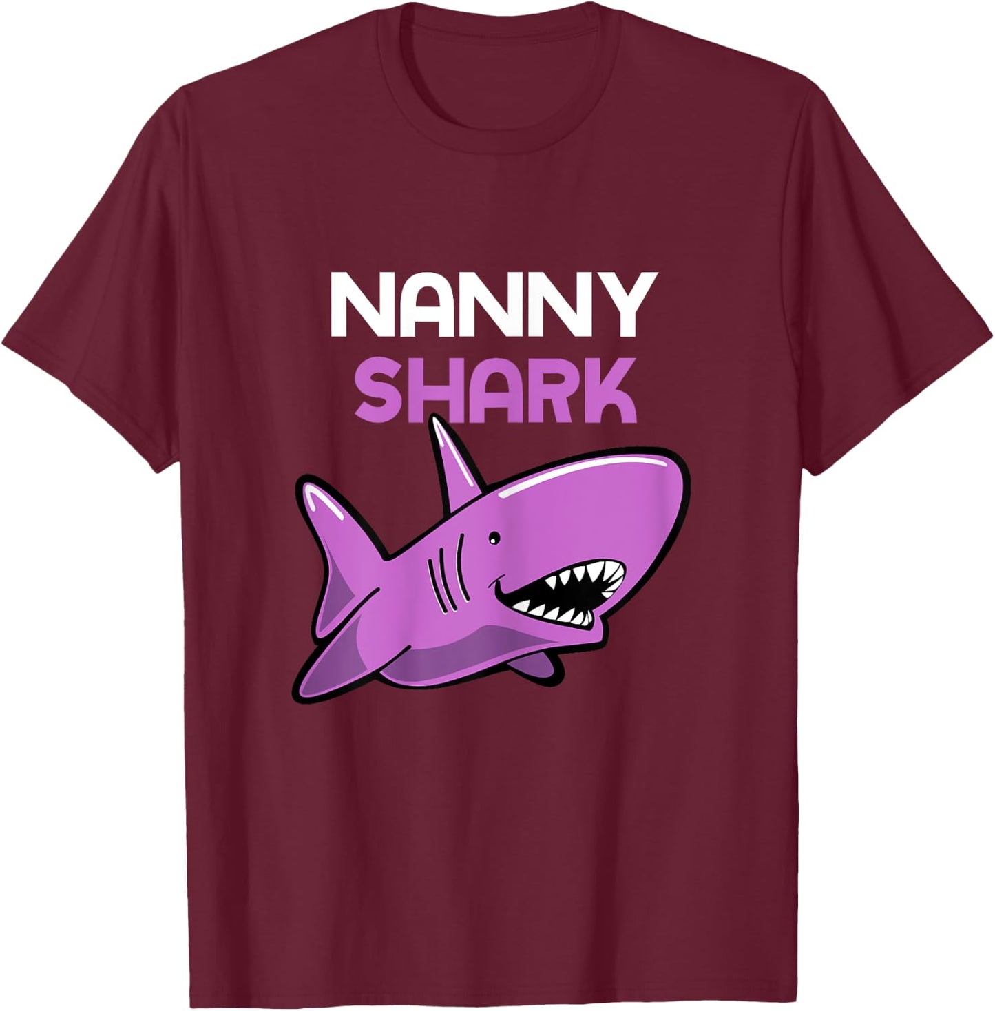 Nanny Shark Funny Family T-Shirt - T-Shirt | Maroon