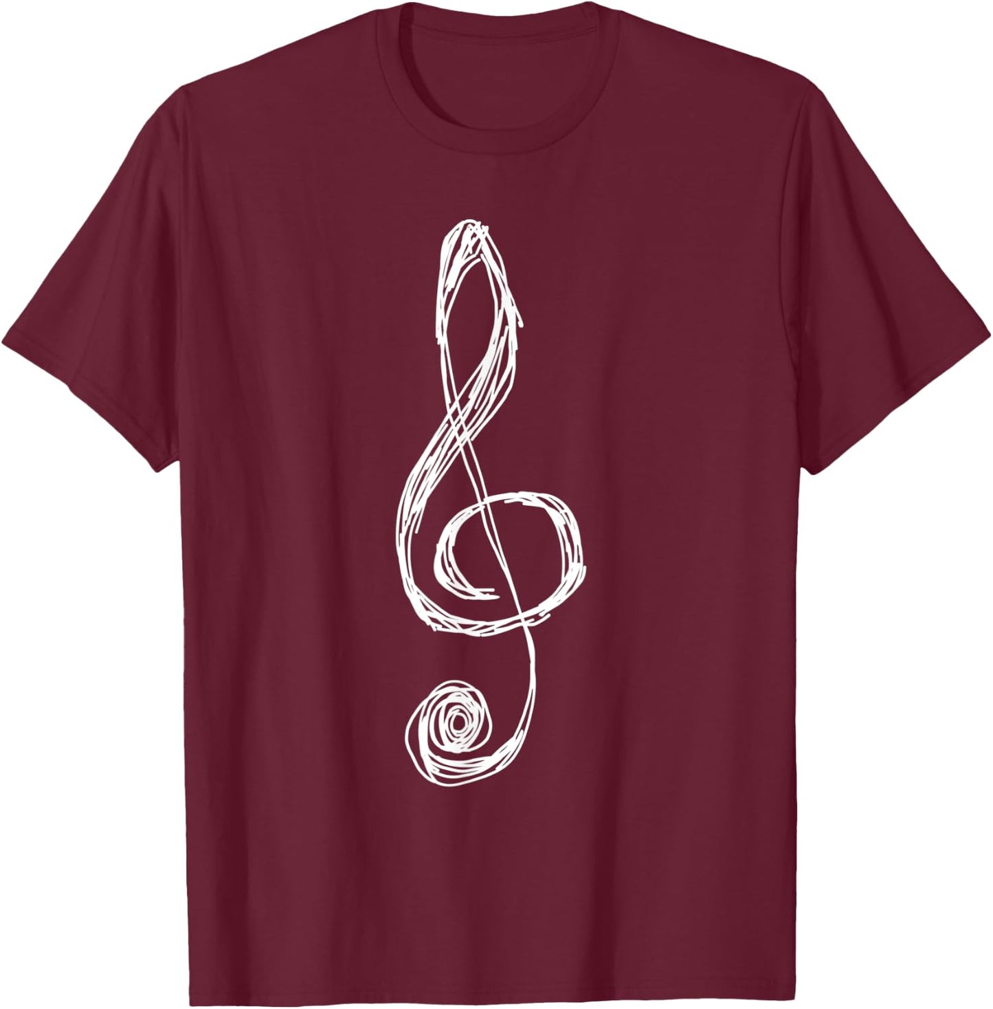 Sketchy G Clef Treble Clef T-Shirt - T-Shirt | Maroon