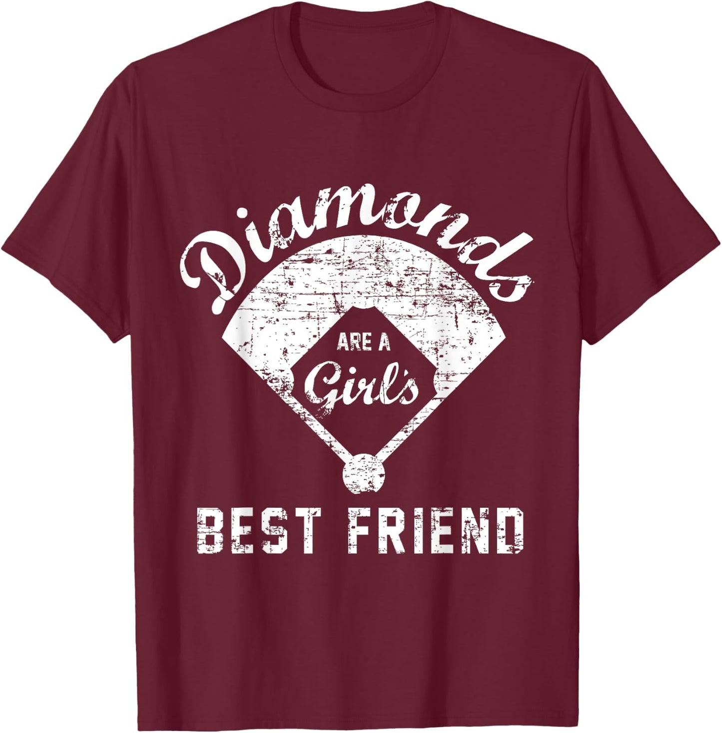 Diamonds are a Girl's Best Friend T Shirt, Softball Mom Gift T-Shirt - T-Shirt | Maroon