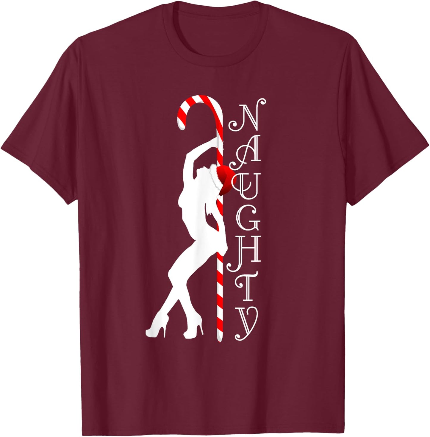"Naughty Stripper HoHoHo" Funny Ugly Christmas Sweater Party T-Shirt - T-Shirt | Maroon