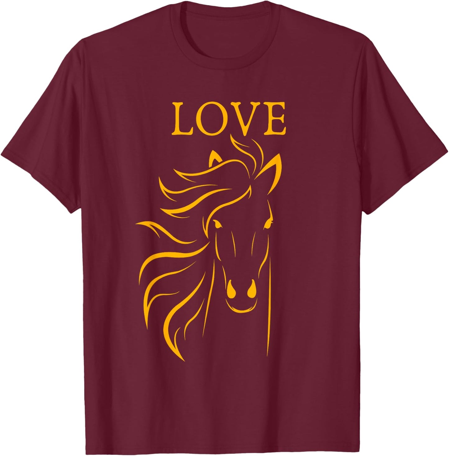 Women and Girls Stylish Love Horse Head T-Shirt - T-Shirt | Maroon