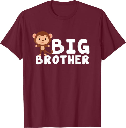 Zany Brainy | Cute Funny | Big Brother Monkey Chimp T-Shirt - T-Shirt | Maroon