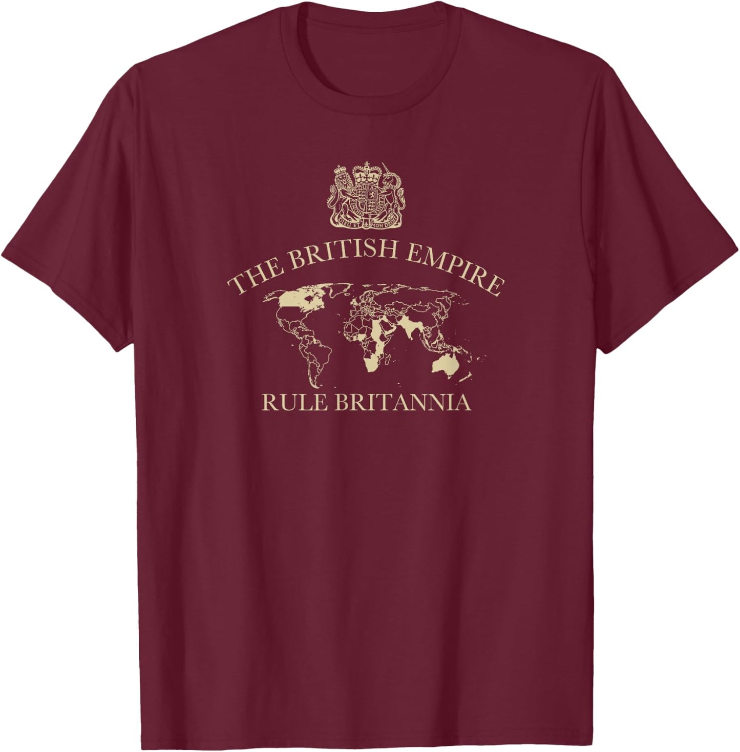 The British Empire map with coat of arms, heritage T-Shirt - T-Shirt | Maroon