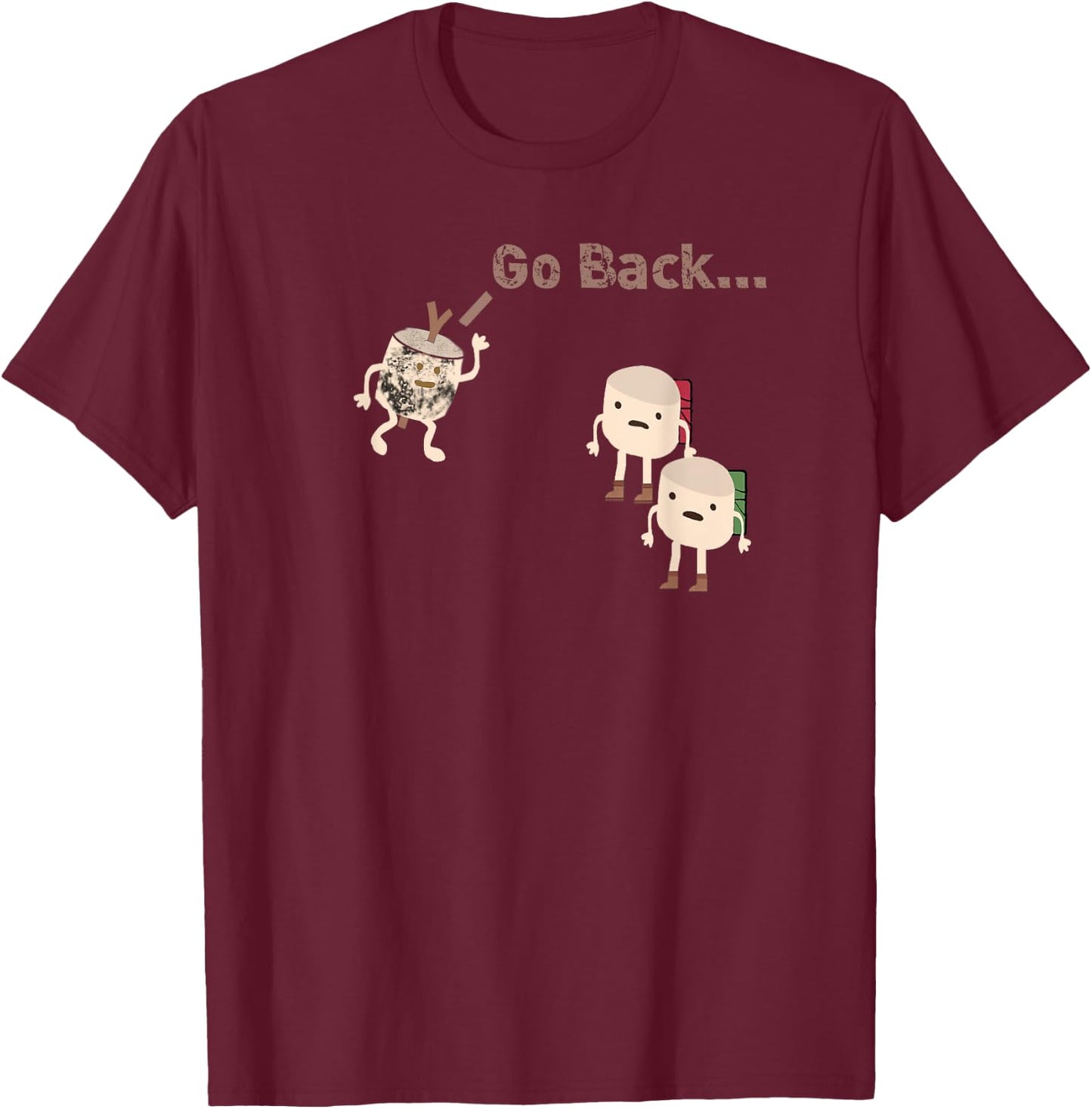 Go Back - Marshmallow Warning Campfire T-Shirt - T-Shirt | Maroon